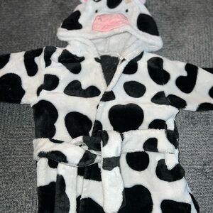 Cow Print Hooded Robe